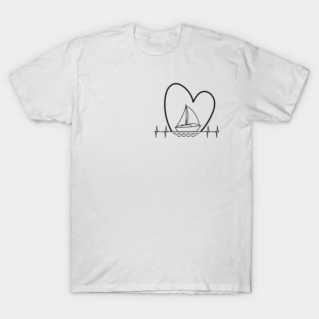 Sailing - Heart & Sailboat - Light Prods T-Shirt by SwishMarine